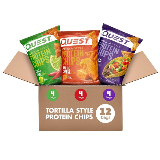 Quest Nutrition Nacho Cheese Tortilla Style Protein Chips, 18g Protein, 4g Net Carbs, Low Carb, Gluten Free, 1.1 oz (Pack of 12)