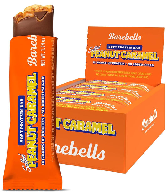 Barebells Soft Protein Bar, Salted Peanut Caramel, 16g High Protein Snack - Chocolate Nutrition Bar, Total Sugars 1g