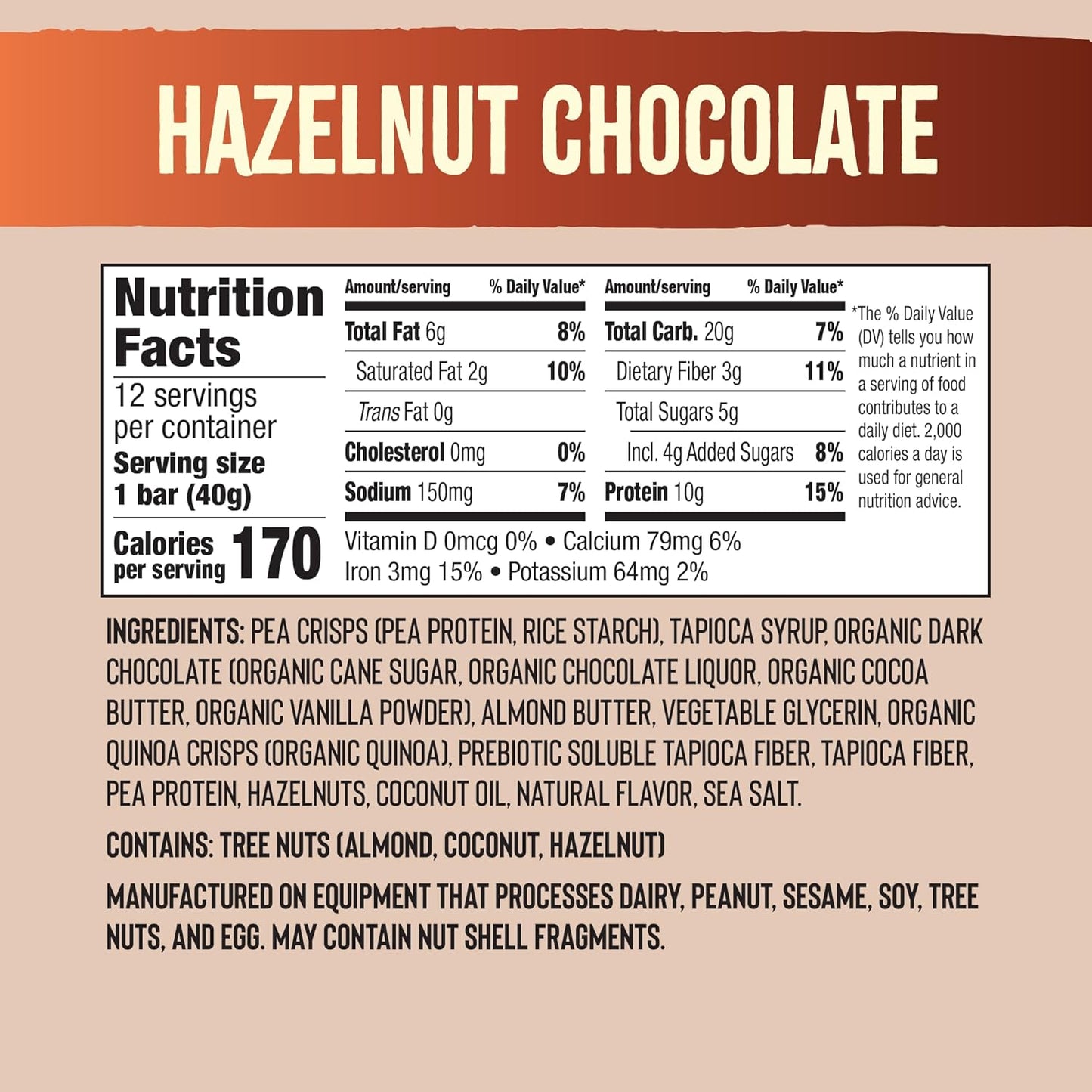 Mezcla Hazelnut Chocolate Protein Bar 12 Count, 1.4 OZ