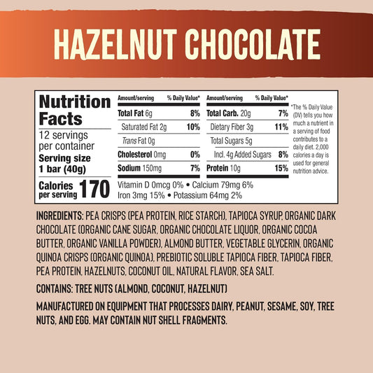 Mezcla Hazelnut Chocolate Protein Bar 12 Count, 1.4 OZ