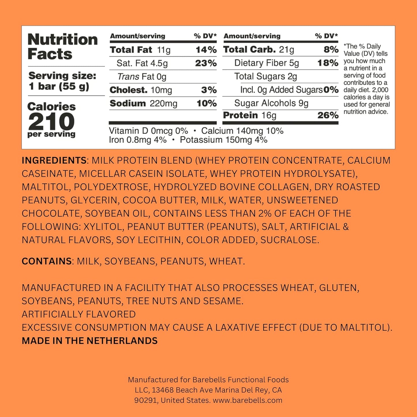 Barebells Soft Protein Bar, Salted Peanut Caramel, 16g High Protein Snack - Chocolate Nutrition Bar, Total Sugars 1g